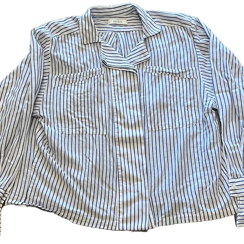 NANIN Vintage Blue and White Striped Button Down Shirt